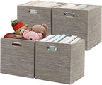 Posprica Storage Bins,11×11 Foldable Storage Cubes Boxes Container Closet Organizer Shelf Cabinet Bookcase,Thick Fabric Drawer Container - 4pcs,Coffee by Posprica