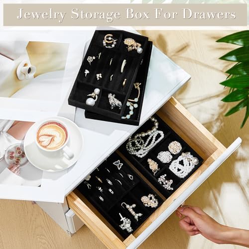 Junkin 18 Pcs Stackable Jewelry Drawer Organizer Inserts Black - Image 4
