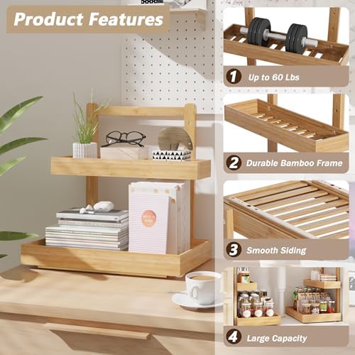 Under Sink Organizer, L-Shaped 2 Tier Pull Out Cabinet Organizer - Image 2