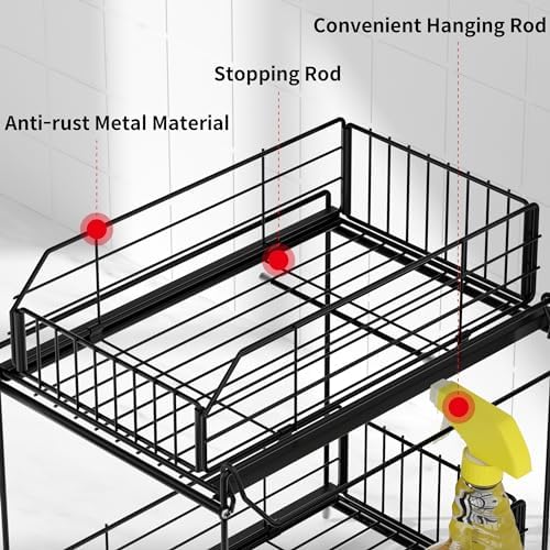 SUEH DESIGN Under Sink Organizers and Storage 2 Pack, 2-Tier Pull Out - Image 5