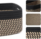 MiniArk Small Storage Baskets for Organizing | Closet Organizer Bins | Shelf Toy Basket | Woven Rope Baskets | Cube Decorative Box | Shallow Basket | 13x8.5x5.1” | 3 Packs Black Brown - Image 2