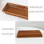 Silverware Organizer Basket, Silverware Basket for Drawer, Small Wicker Bread Cracker Baskets 6 Pack, Stackable Wicker Storage Baskets for Spoons Forks Knives Stationery (Rectangle) - Image 4