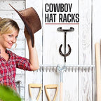 Cowboy Hat Rack - Set of 2 Decorative Wall-Mounted Holder - Heavy-Duty Iron Hanger and Organizer DIY Kit for Hats, Coats and Keys - Rustic Western Horseshoe Hooks for Storage and Display - Image 5