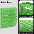 EASEPRES 5 Pocket Mesh Hanging Wall File Organizer, Wall Mounted Mail Paper Document Folder Holder, Clipboard Storage Organization Magazine Rack with Nametag Label for Office Home School, Green - Image 4