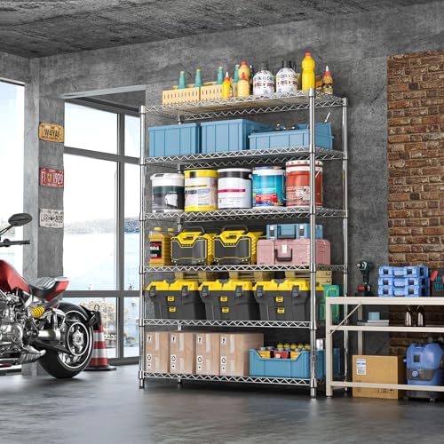 IZEUK 6-Tier Heavy Duty Metal Wire Shelving Unit, Adjustable Storage Rack Organizer for Garage, Kitchen, Office, Pantry, Warehouse (Chrome, 17.7" D x 47.2" W x 82.7" H) - Image 2