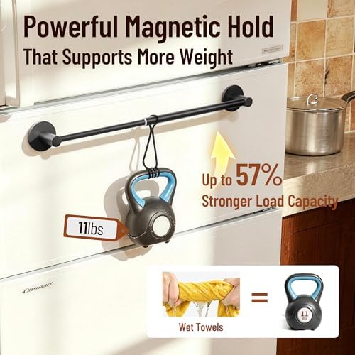Magnetic Towel Bar, Adjustable Towel Rod, Matte Black, 2 Pack - Image 5