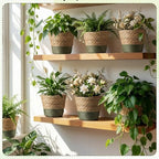 AceOrbit 12 Pcs Wicker Plant Basket Bulk with Liners Woven Planter Baskets Bulk for Indoor Outdoor Seagrass Plants Woven Wicker Baskets for Flower Pots Cover and Room Decor (Small,Farmhouse) - Image 2
