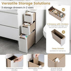 Giantex 3-Tier Narrow Storage Cabinet, Slim Rolling Cart with 3 Drawers & 2 Removable Dividers, Plastic Storage Organizer with Wheels for Small Spaces Bathroom Kitchen - Image 6