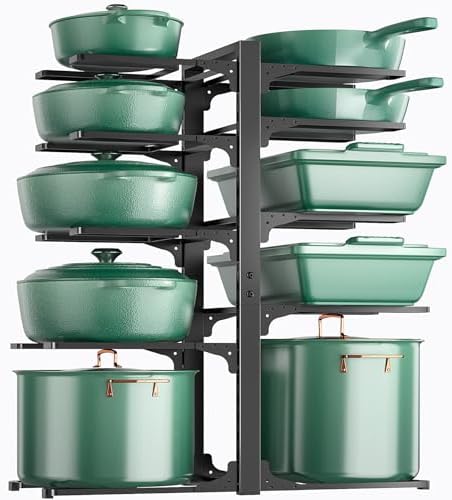 ORDORA Pots and Pans Organizer Under Cabinet 23.6" 10-Tier Adjustable Black by ORDORA