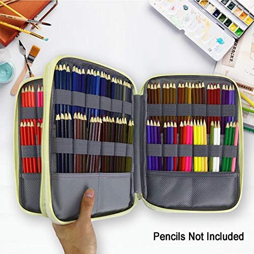 YOUSHARES 192 Slots Colored Pencil Case, Large Capacity Pencil Holder Pen Organizer Bag with Zipper for Prismacolor Watercolor Coloring Pencils, Gel Pens for Student & Artist (Color Alpaca) - Image 3