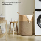 Nunsino Tall Laundry Basket Hamper 95L,Cotton Rope Storage Hamper with Reinforced Handles,Decorative Blanket & Toy Basket for Living Room, Bedroom, Nursery, Dark Brown - Image 3