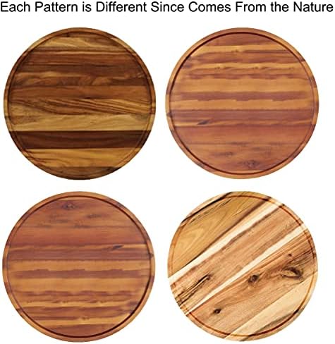 16" Acacia Wood Lazy Susan Organizer Kitchen Turntable for Cabinet Pantry Table Organization - Image 2