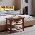 Wood Shoe Bench for Entryway,Bench with Shoe Rack,Storage Shoe Organizer for Hallway,Living Room,Bedroom (Brown, 23.62''W×11.81‘’D×17.71‘’H) - Image 6