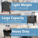 Utility Cart Folding Portable Rolling Crate Handcart with Lid Durable Heavy Duty Plastic Telescoping Handle Collapsible 360 Degree Rotate Wheels for Travel Shopping Moving Luggage Office Use,Black - Image 4