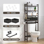 Homde Bathroom Over Toilet Storage Rack: Adjustable 4-Tier Bamboo (Brown) - Image 3