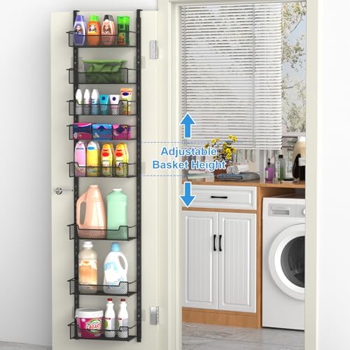 VyGrow 12.3" W Narrow Over the Door Pantry Organizer, 8-Tier Over the Door Organizer with Adjustable Basket, Pantry Door Organization for Pantry Kitchen Storage Room Spice Rack, Black - Image 2
