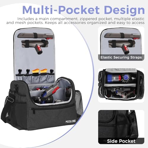 Car+Boat Vacuum Storage Bag Compatible with Dyson V7 - V15 – Organizer Case for Cordless Handheld Vacuum & Accessories, Travel Carrying Bag with Adjustable Dividers for Home, Car, RV & Garage (Black) - Image 2