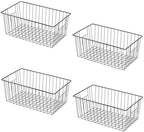 16" L x 12" W Wider Freezer Storage Organizer Baskets Container, Deep Metal Wire Chest Upright Refrigerator Divider with Built-in Handles for Cabinet, Pantry, Closet, Kitchen, Black by Y.Z.Bros