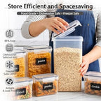 24 PCS Airtight Food Storage Containers with Lids, Plastic Kitchen and Organization Canisters for Cereal, Dry Food, Flour and Sugar, BPA-Free, PVC-Free, Includes 24 Black Labels & Marker - Image 4