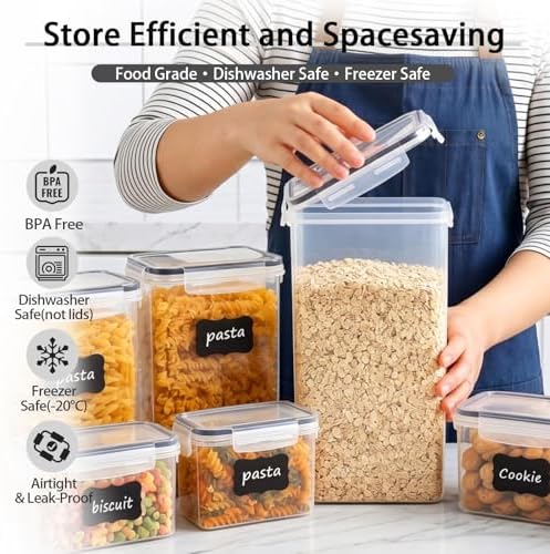 36 PCS Airtight Food Storage Containers with Lids, Plastic Kitchen and Organization Canisters for Cereal, Dry Food, Flour and Sugar, BPA-Free, PVC-Free, Includes Labels & Marker - Image 5
