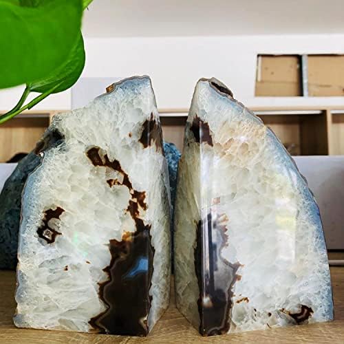 Agate Geode Bookends Heavy Duty Natural Crystal Stone Book Holders Decor - Image 6
