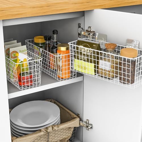 Joben Oligey 3 Set [Extra Large] Hanging Wall Wire Baskets, Farmhouse Food Storage Kitchen Pantry Laundry Closet Garage RV, White - Image 7