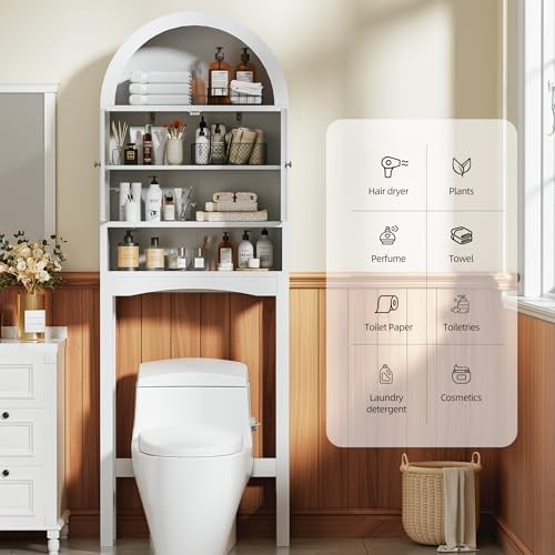 Spurgehom Arch Over The Toilet Storage Cabinet, Bathroom Organizer (White) - Image 6