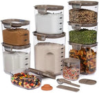 ProKeeper+ Airtight Food Storage Container Set – Clear Plastic Flour and Sugar Canister Set with Magnetic Accessories for Kitchen Organization (Taupe, 13-Piece) - Image 2