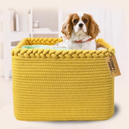 COMFY-HOMI 3PACK Cotton Rope Square Basket with Handles for Shelves| Storage|Baby Basket for GIF|Shoe Basket for Organizing|New13.5" x 11" x 9.5" for Living Room - Image 2