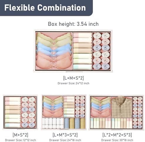 DIMJ Drawer Organizer Clothes 30 Pack - Foldable Baby Organizers and Storage Dresser Organizer for Bedroom, Closet Nursery Organization Dresser Dividers for underwear, Sock, Bra, Belt, Tie - Image 4
