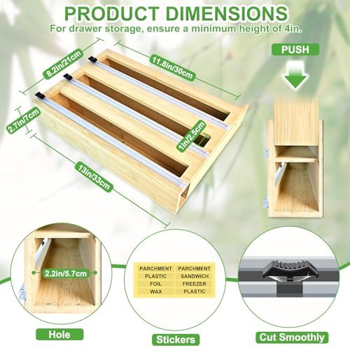 MSJGA Magnetic Plastic Wrap Dispenser with Cutter for Drawer&Refrigerator - Image 3
