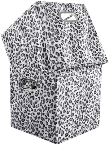 ANMINY Leopard Cheetah Print Storage Cubes Bins, Velvet, Gray, 11Inch 6PCS - Image 4
