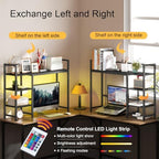 Snughome Desk Shelf with LED Strip, 38.6" Desktop Organizer Shelf, Desk Hutch for Computer Monitor, 4 Tier Desk Display Rack, Wood Desktop Bookshelf Storage Rack for Home Office Dorm - Image 5
