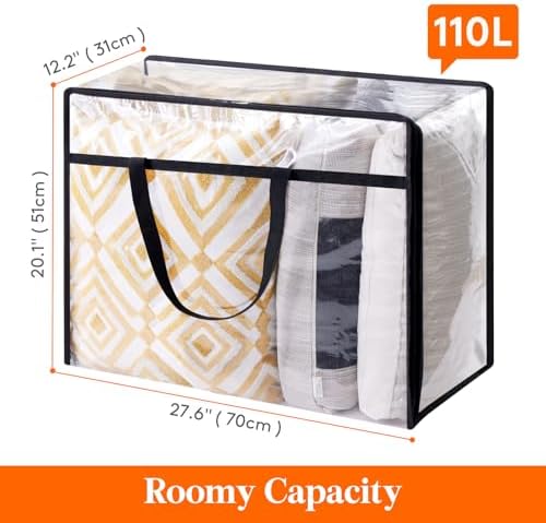 Lifewit 3 Pack Clear Clothes Storage Bags, 110L Plastic Blanket Storage Bag, Vinyl Foldable Moving Bags with Zipper, Closet Organizers and Storage Containers for Bedding, Duvet, Comforter - Image 4
