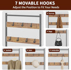 3-in-1 Entryway Coat Rack Hall Tree with Shoe Storage Bench - Brown - Image 5