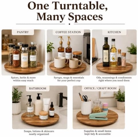 Acacia Wood Lazy Susan Turntable Organizer, 18 Inch - Image 4