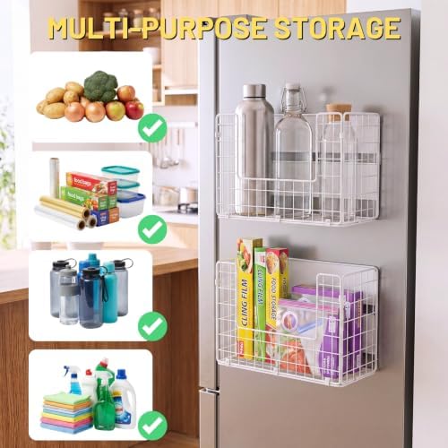 Ofiray-home Magnetic Fridge Shelf, Fruit Potato & Onion Storage Bins, Pantry Organizers, Large Container Basket for Refrigerator, Kitchen Counter, Cabinet (1, White) - Image 3