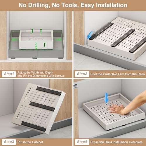 Fokyfok 2Pc Pull out Cabinet Organizer,11"-18"W,10"-13"D,Expandable - Image 6