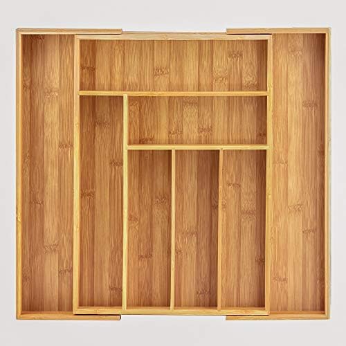 Totally Bamboo Kitchen Drawer Organizer, Expandable Silverware Organizer and Utensil Holder, 8 Compartments with Dividers - Image 3