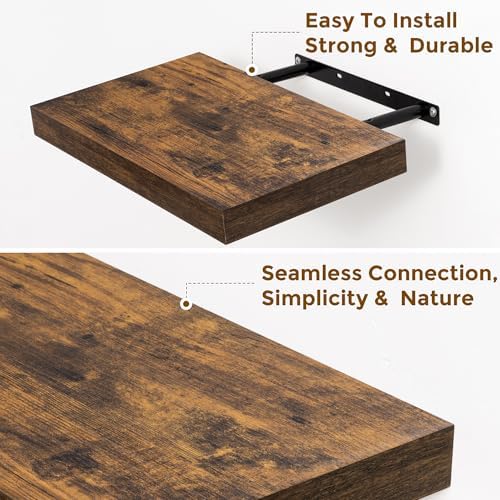 Floating Shelves for Wall, 48 in Long Rustic Wall Shelves Set of 2 - Image 6