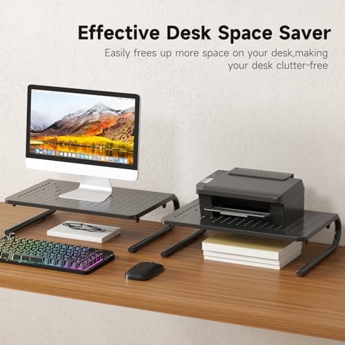 suptek Monitor Stand Riser for Computer,Laptop,Printer, Notebook and All Flat Screen Display with Vented Metal Platform and 4 Inches Height Underneath Storage (MST004-2) - Image 5