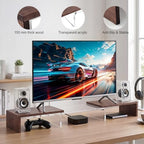 High-Clarity Dual Monitor Riser, Desk Organizer for Computer Monitor, Acrylic Monitor Riser with Keyboard Storage, Adjustable Angle & Length Computer Monitor Stand Walnut Look - Image 7