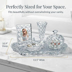 Godinger Crystal Glass Vanity Set of 5, Display Tray, Ring Holder, Vase, Picture Frame, Storage Box with Lid, Shannon Collection - Image 3
