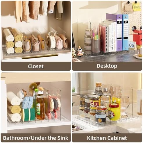 Stackable Bag & Purse Organizer for Closet Shelf Acrylic Shelf Dividers for Closet Organization, Clear Handbag Purse Storage Organizer Divider, Keep Clutch, Wallet, Pocketbook Upright, 4 Pack - Image 4
