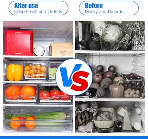 Refrigerator Drawers Pack of 2 With Pull Out Stackable Fridge Organizer Bins, Clear Cabinet Organizers for Kitchen Pantry Food Containers Produce Storage (2 Drawer,Large) - Image 2