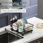 AIDERLY Metal Dish Drying Rack Automatic Drainage, Brown, Large - Image 2