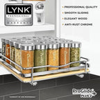 LYNK PROFESSIONAL® Élite™ Pull Out Spice Organization for Cabinets - 10-3/8 inch Wide – Spice Rack for Inside Cabinets – Wood/Chrome - Sliding Spice Rack Organizer for cabinet – Spice Rack - 1 Tier - Image 2