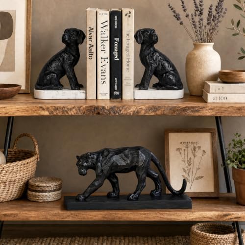 Decorative Bookends for Shelves, Dog Book Ends for Heavy Books, Labrador Retriever Statues Bookends for Heavy Books with Anti-Slip Base Book Holders for Home Office Decor (Black) - Image 6