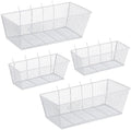 Sieral 4 Pcs Metal Pegboard Baskets Wire Organizer, Medium, Large, White by Sieral