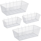 Sieral 4 Pcs Metal Pegboard Baskets Wire Organizer, Medium, Large, White by Sieral